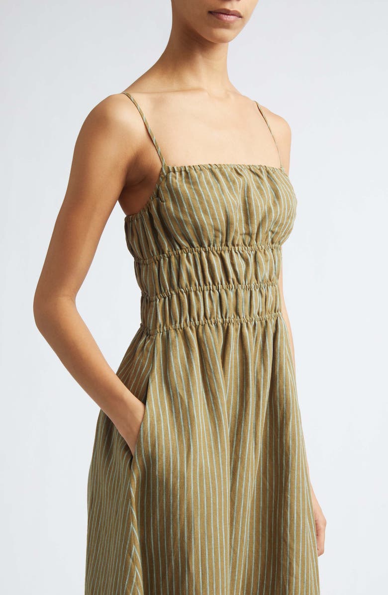STAUD Ayla Linen Midi Sundress, Alternate, color, Porto Stripe