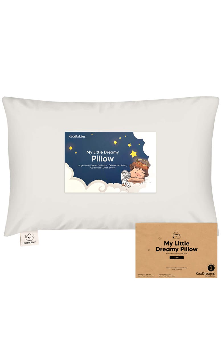 KeaBabies Jumbo Toddler Pillow with Pillowcase, Main, color, Pearl Gray
