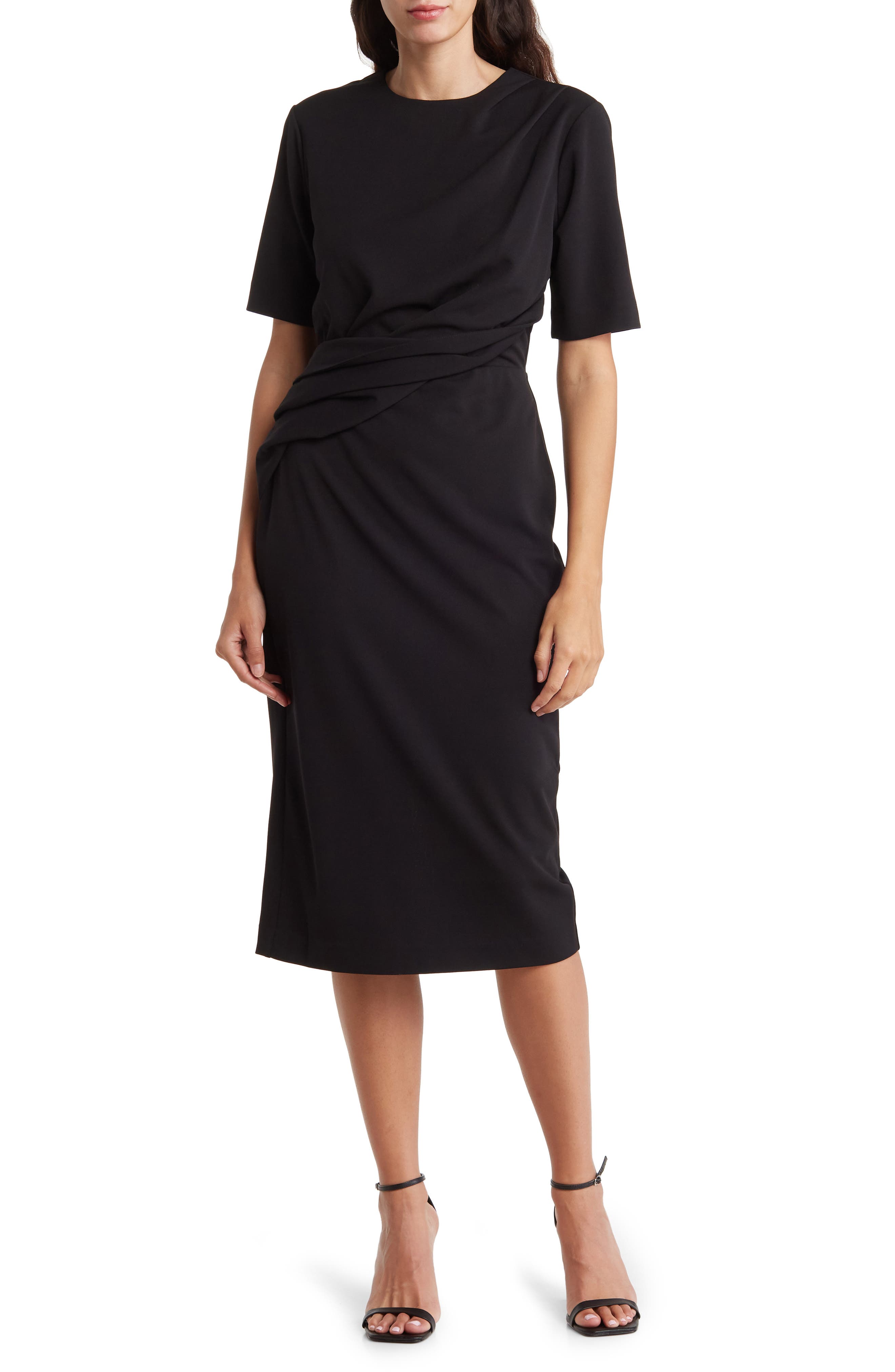 Alexia Admor Harper Short Sleeve Midi Sheath Dress