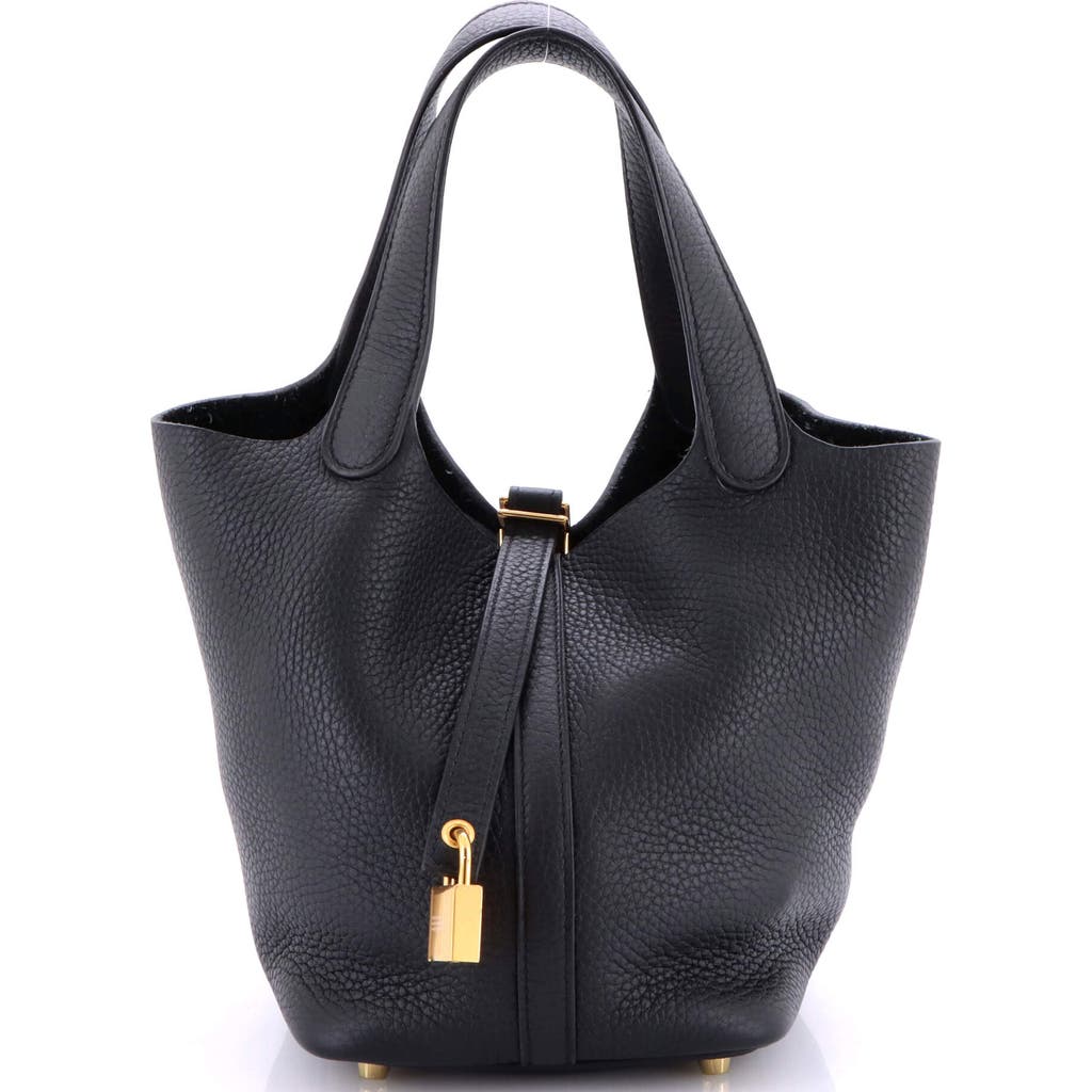 Pre-owned Hermes Hermes Picotin Lock Bag Clemence Pm In Black