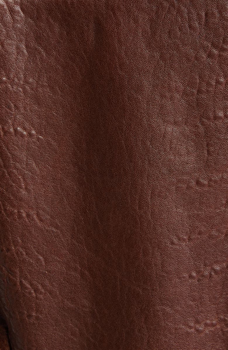 ST. JOHN Crinkled Leather Moto Jacket, Alternate, color, Redwood