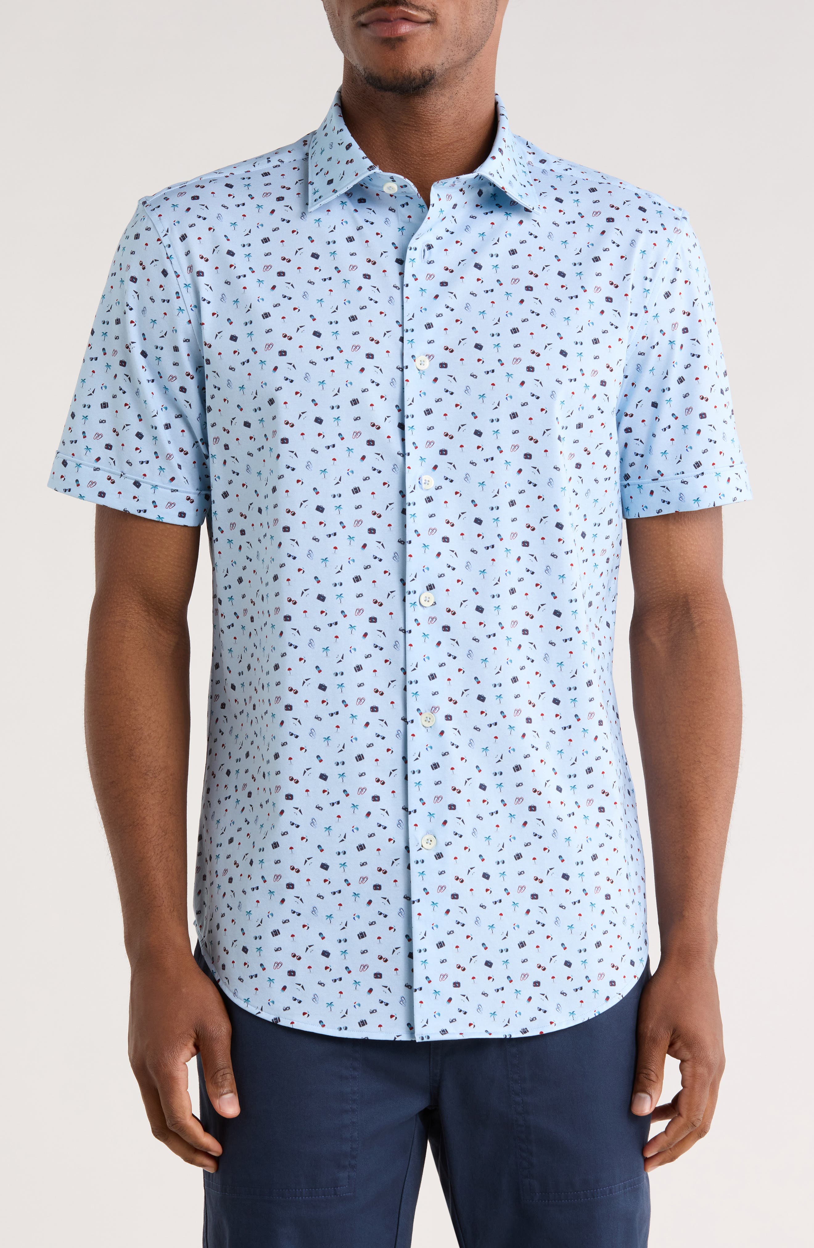 Bugatchi Print Short Sleeve Button-Up Shirt