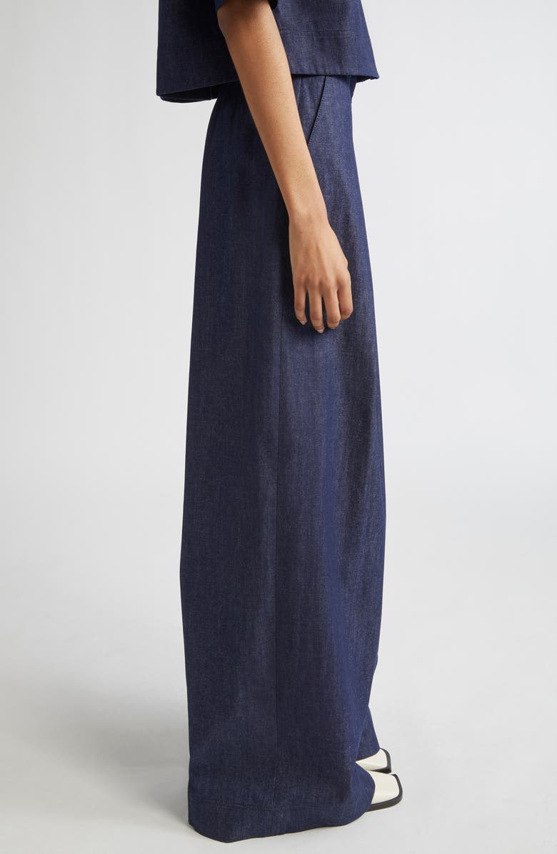 Lafayette 148 New York Warren Inverted Pleat Wide Leg Jeans, Alternate, color, Indigo