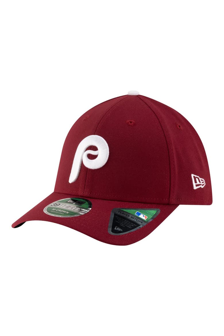 Men's New Era  Burgundy Philadelphia Phillies Player Replica 39THIRTY M-Crown Flex Hat, Main, color, Burgundy