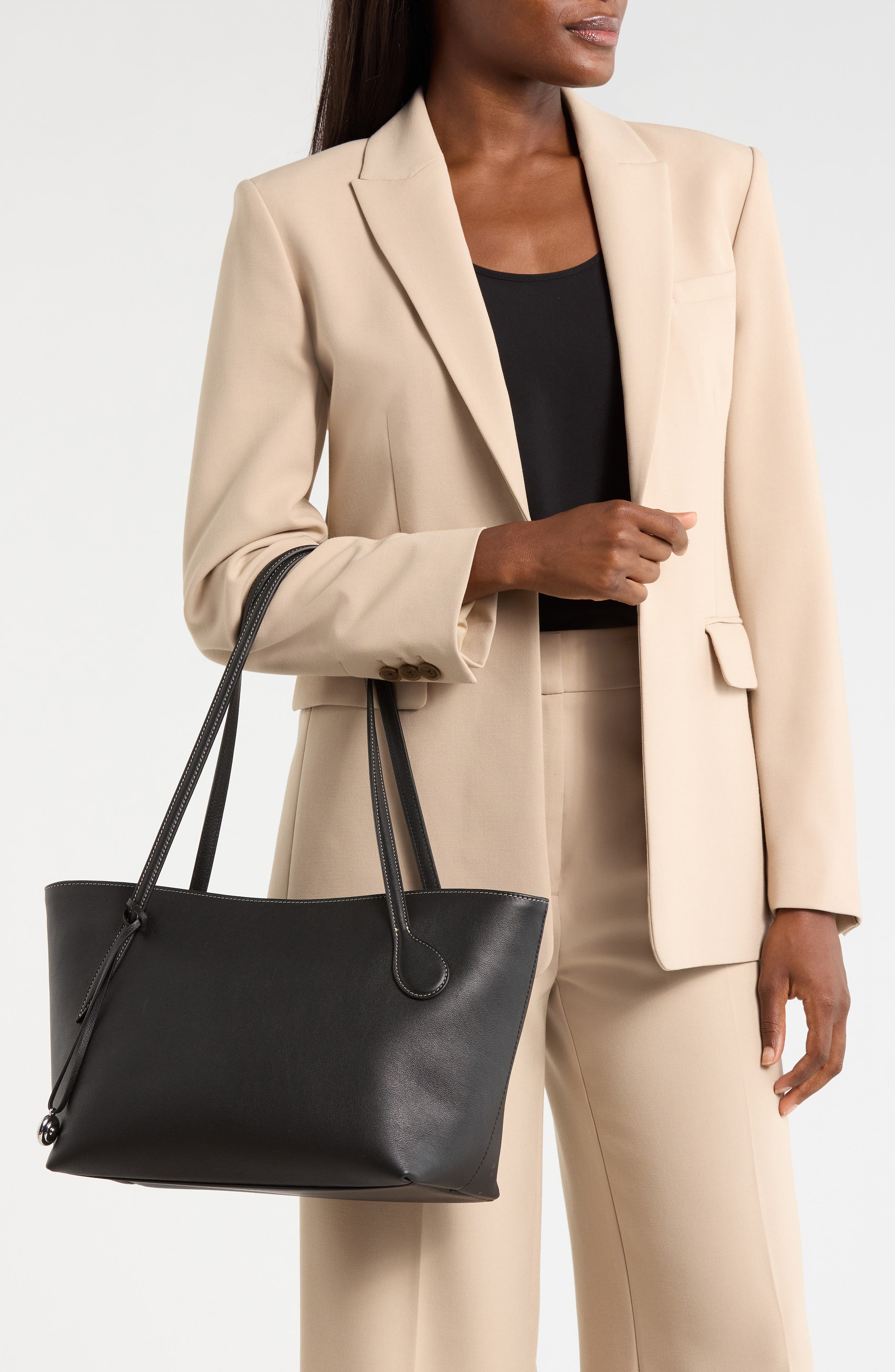 LIFFNER Sprout Midi Calfskin Tote, Alternate, color, Black