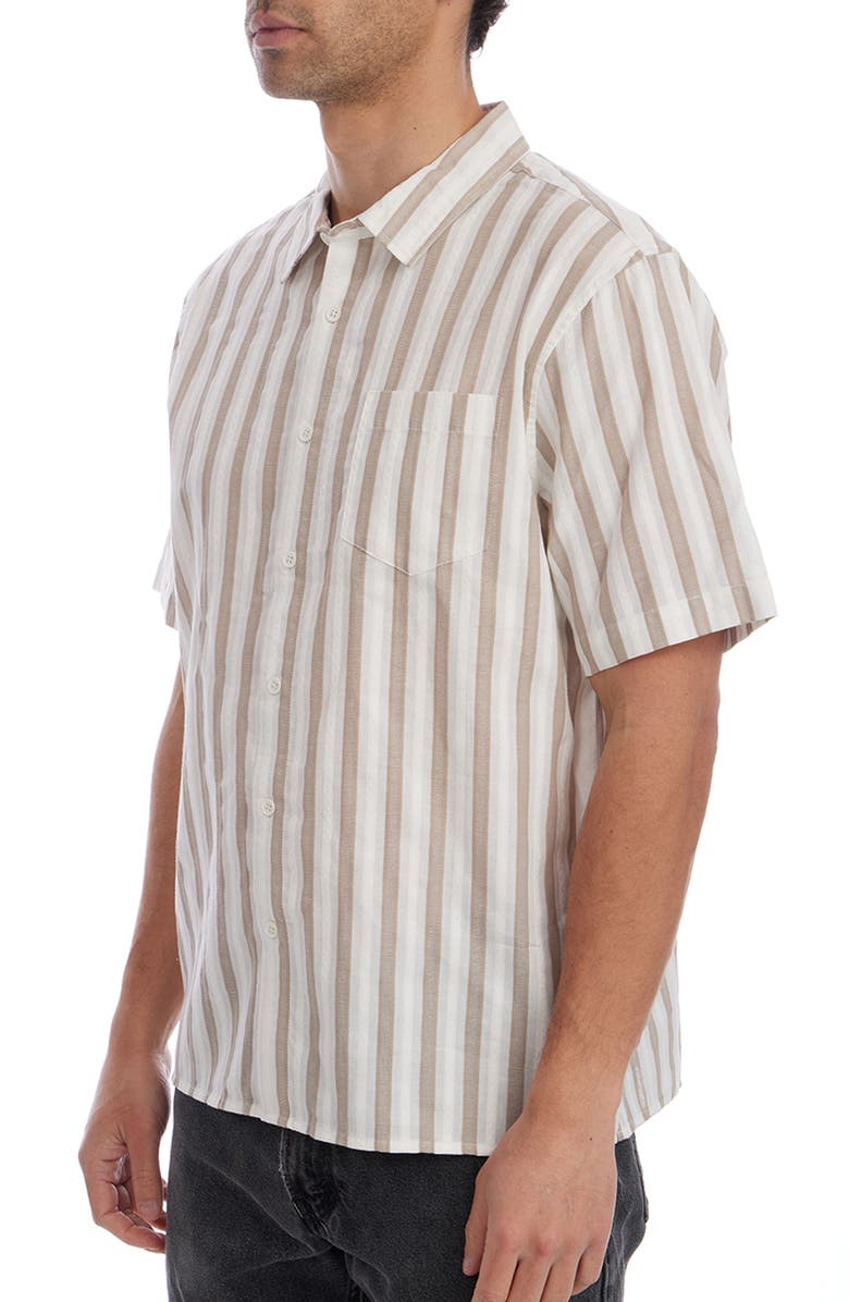 PX Stripe Jacquard Short Sleeve Cotton Button-Up Shirt, Alternate, color, 