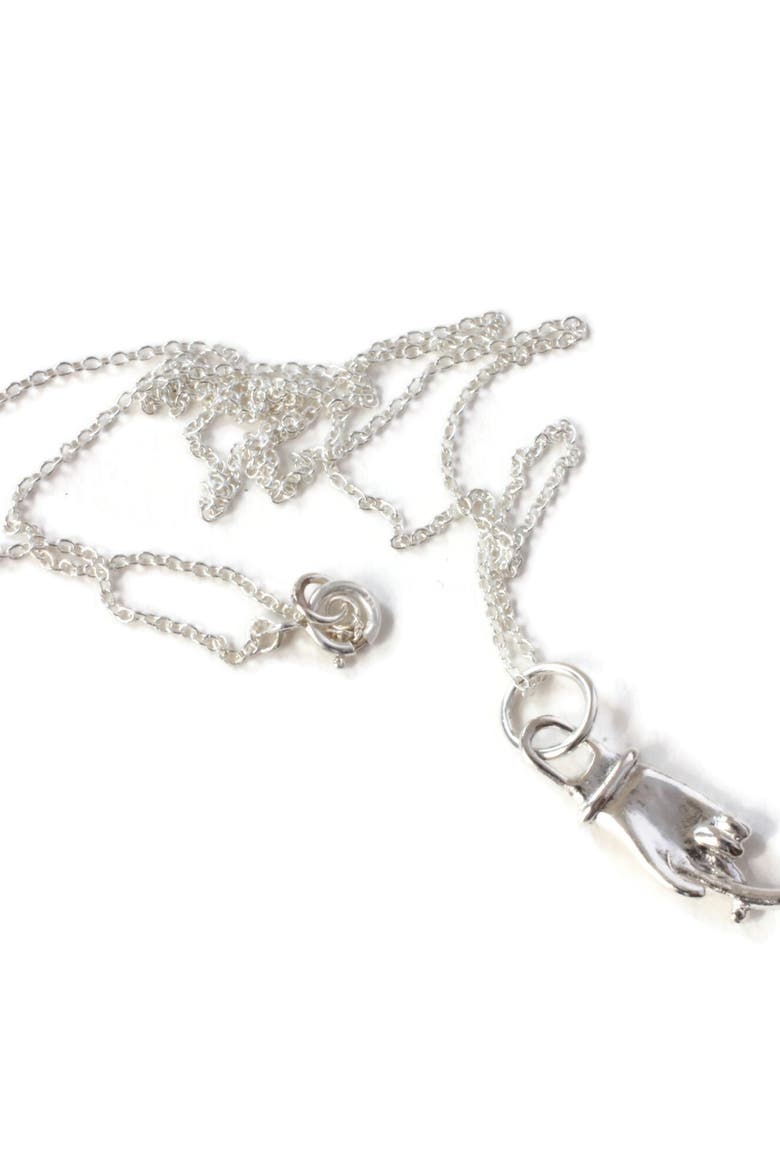 Sterling Cross My Fingers Necklace, Alternate, color, Silver