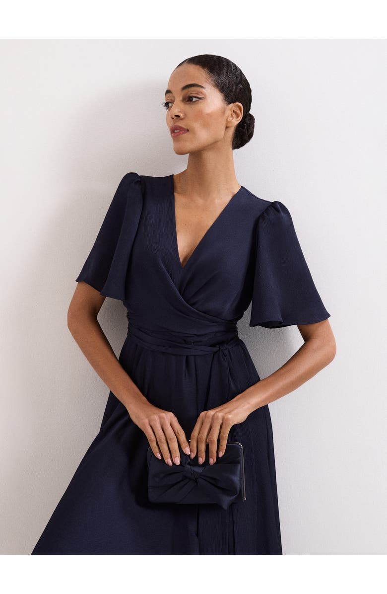 Phase Eight Satin Clutch Bag, Alternate, color, Navy