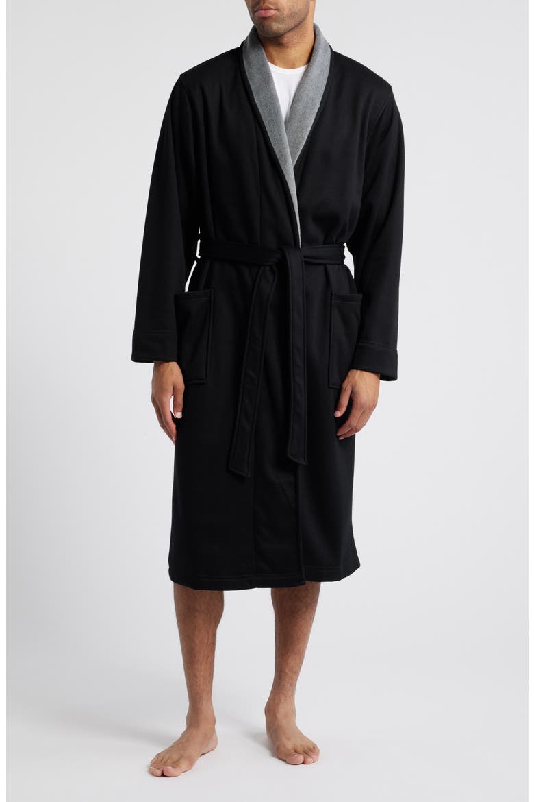 Essential Fleece Lined Robe, Main, color, BLACK