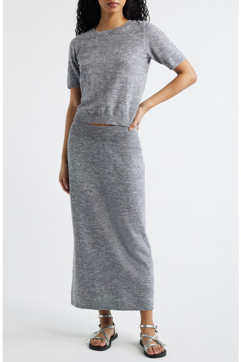 Isabella Cotton & Linen Knit Sweater & Maxi Skirt Set, Main, color, STEEL GREY COMBO