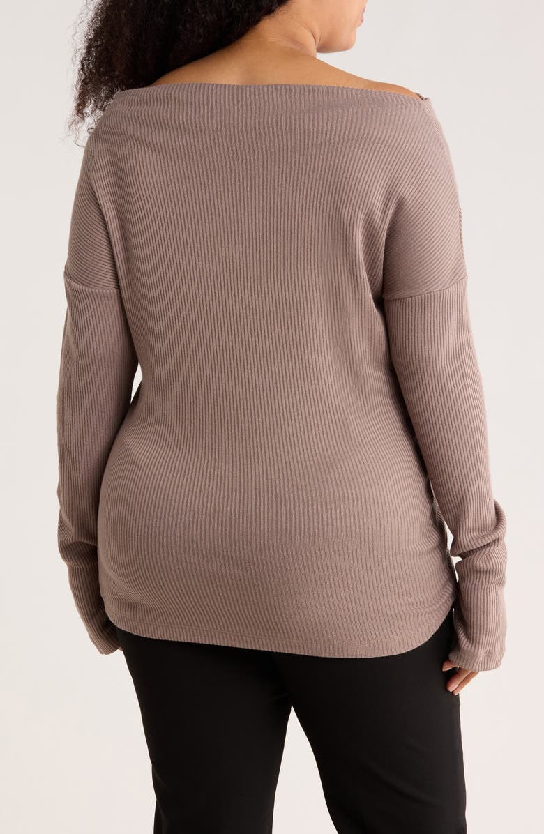 Renee C Off the Shoulder Rib Knit Long Sleeve Top, Alternate, color, Mocha