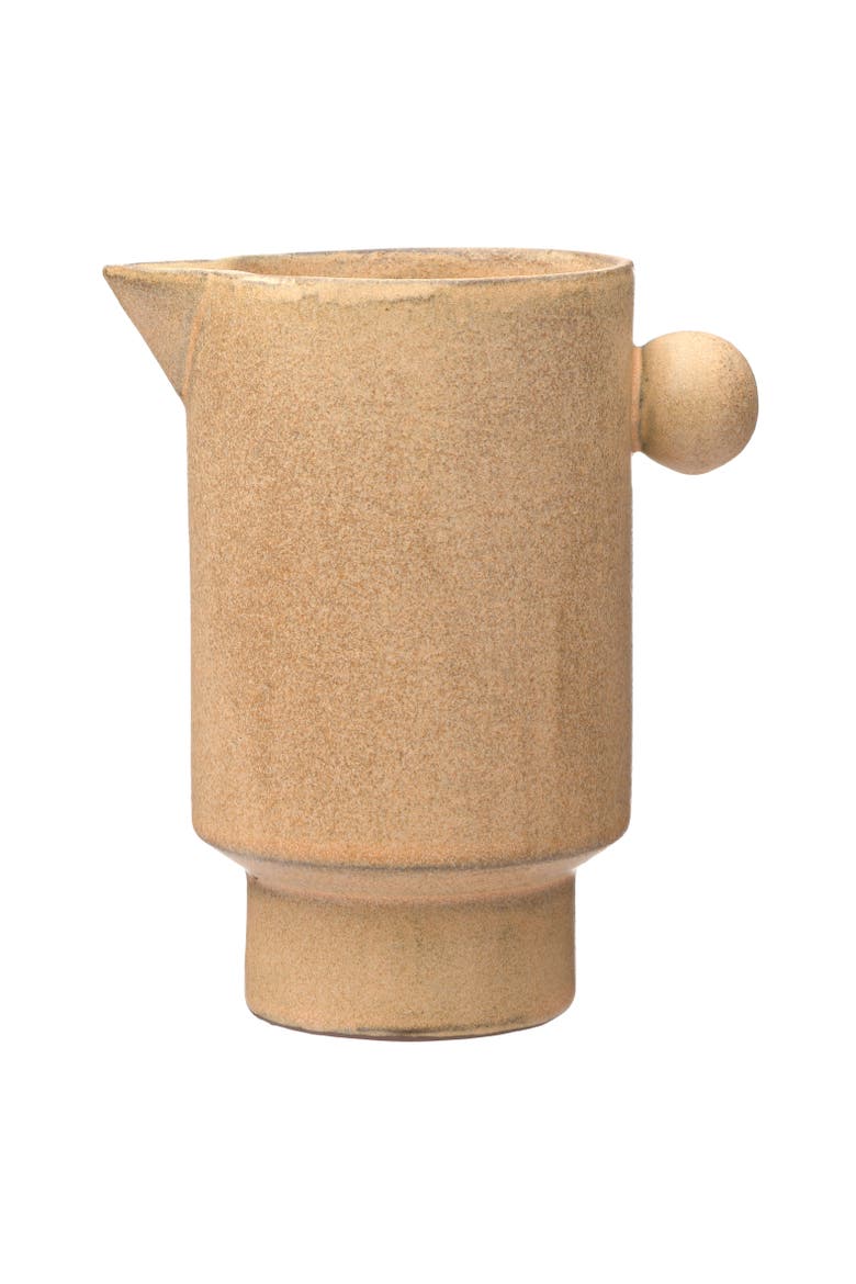 Modern Small Stoneware Pitcher or Vase, Putty Brown, Main, color, Pink