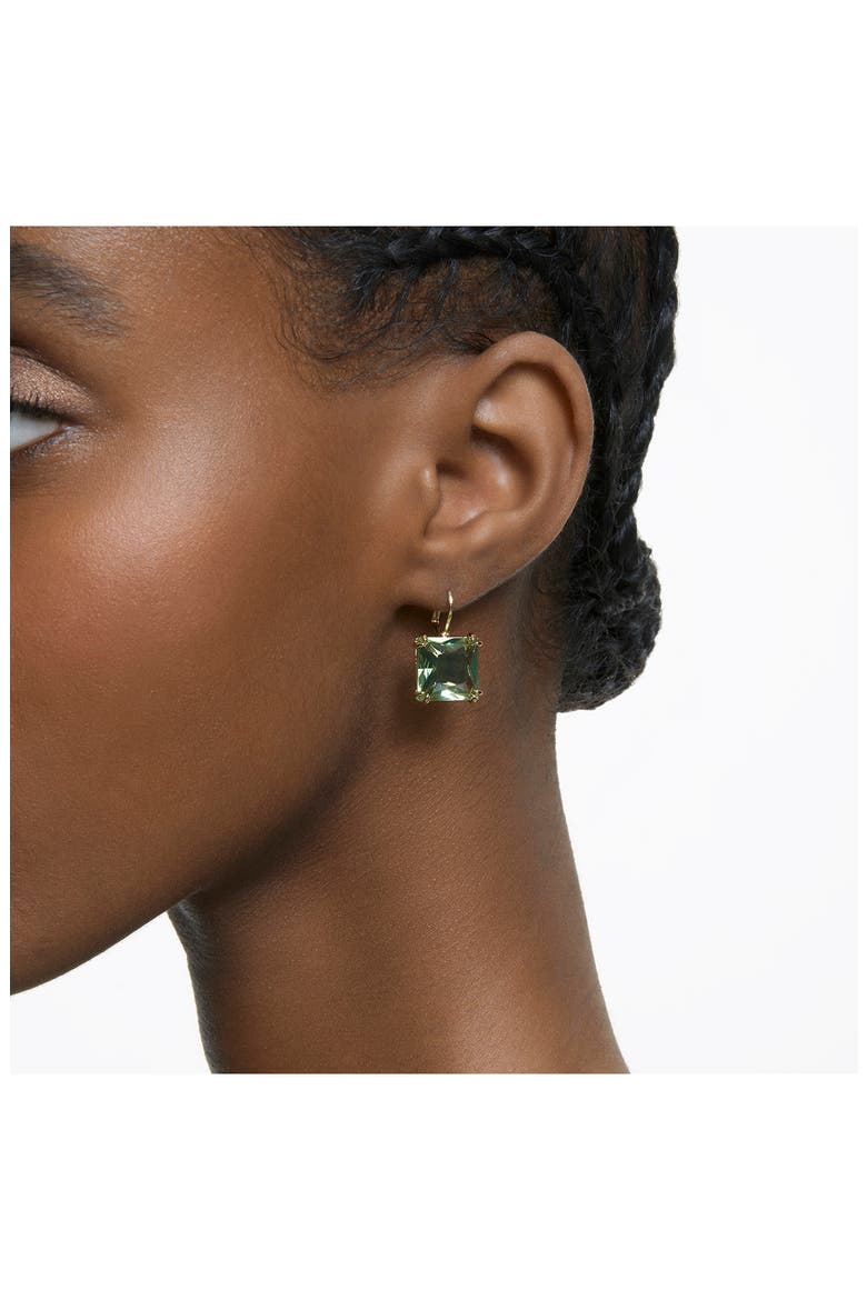 Millenia Square Crystal Drop Earrings, Alternate, color, PERIDOT