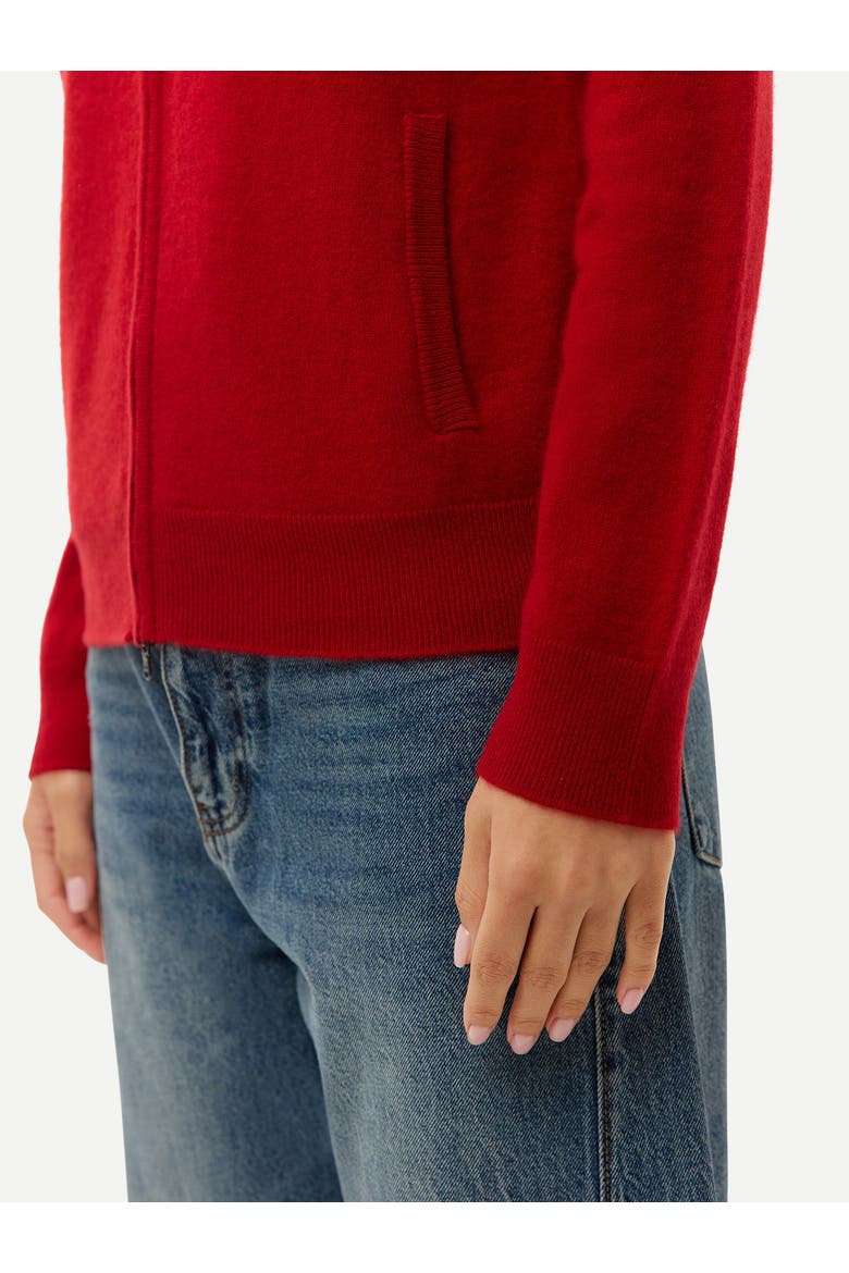 Timeless Cashmere Full-Zip Cardigan, Alternate, color, chili pepper