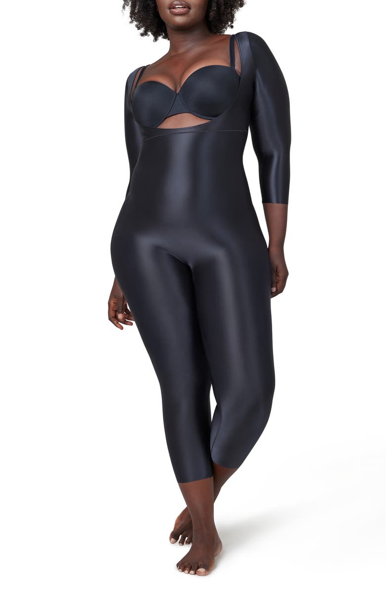 SPANX<sup>®</sup> Suit Your Fancy Three Quarter Sleeve Open Bust Catsuit, Main, color, 