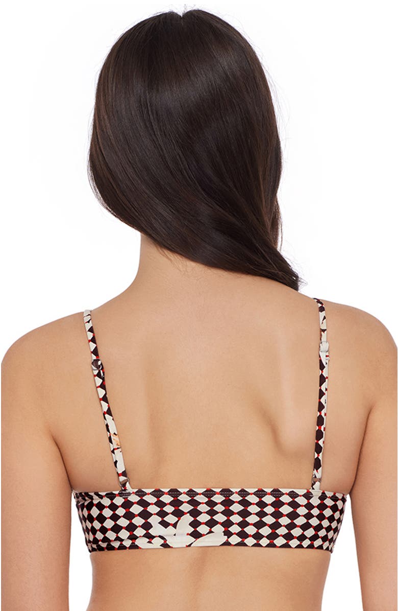 Stevie Adjustable V-Neck Front Tab Midkini Swim Top, Alternate, color, Spring Bloom