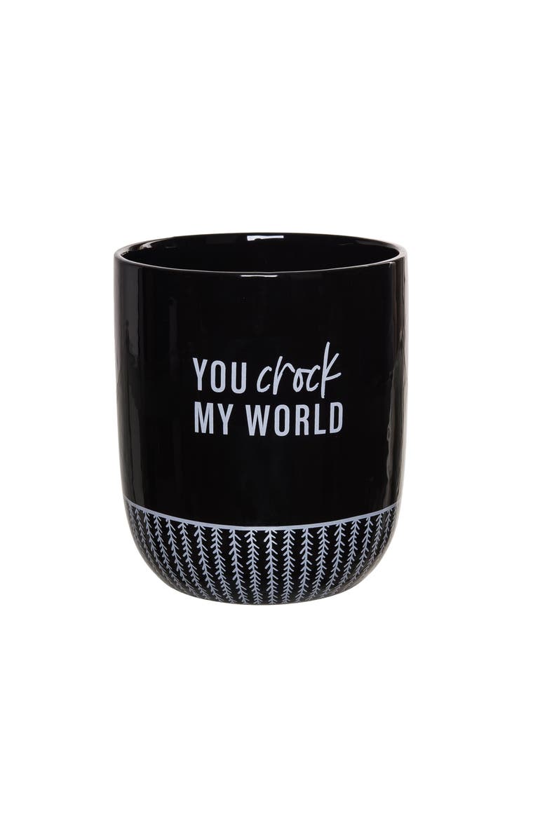 You Crock My World Utensil Crock Ceramic Black, Main, color, Black