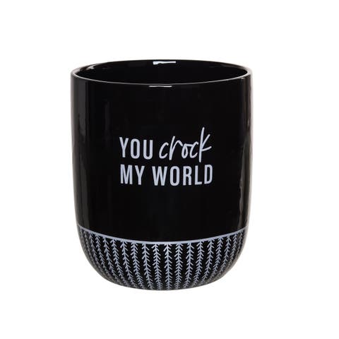 You Crock My World Utensil Crock Ceramic Black