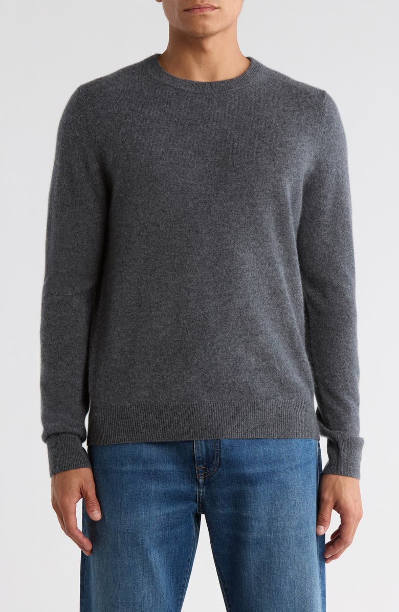 Nordstrom Cashmere Crewneck Sweater, Main, color, Grey Embers Heather