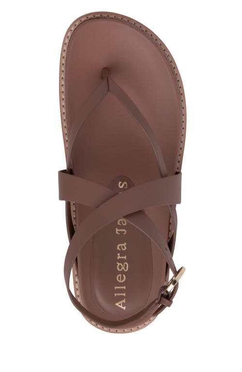 Allegra James Elise Leather Flat Sandal In Chestnut