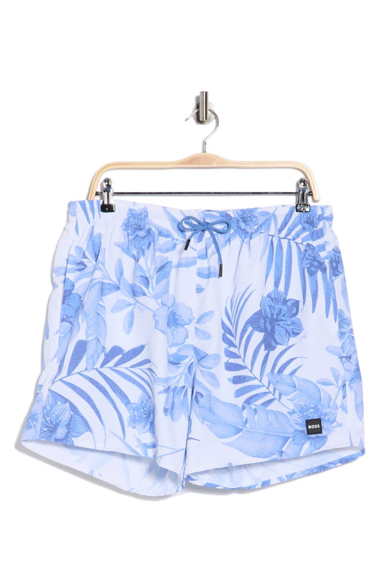 Piranha Drawstring Swim Trunks, Alternate, color, LIGHT/ PASTEL BLUE