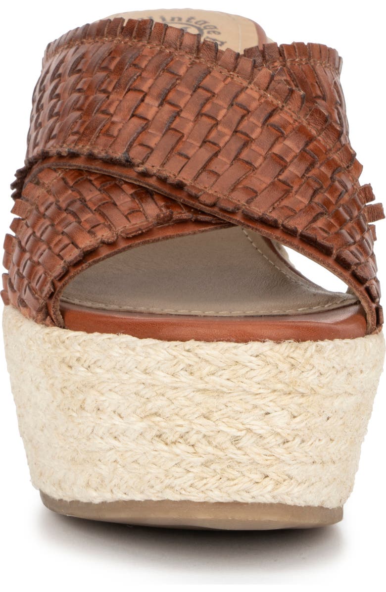 VINTAGE FOUNDRY Lorie Leather Espadrille Platform Wedge Sandal, Alternate, color, Cognac