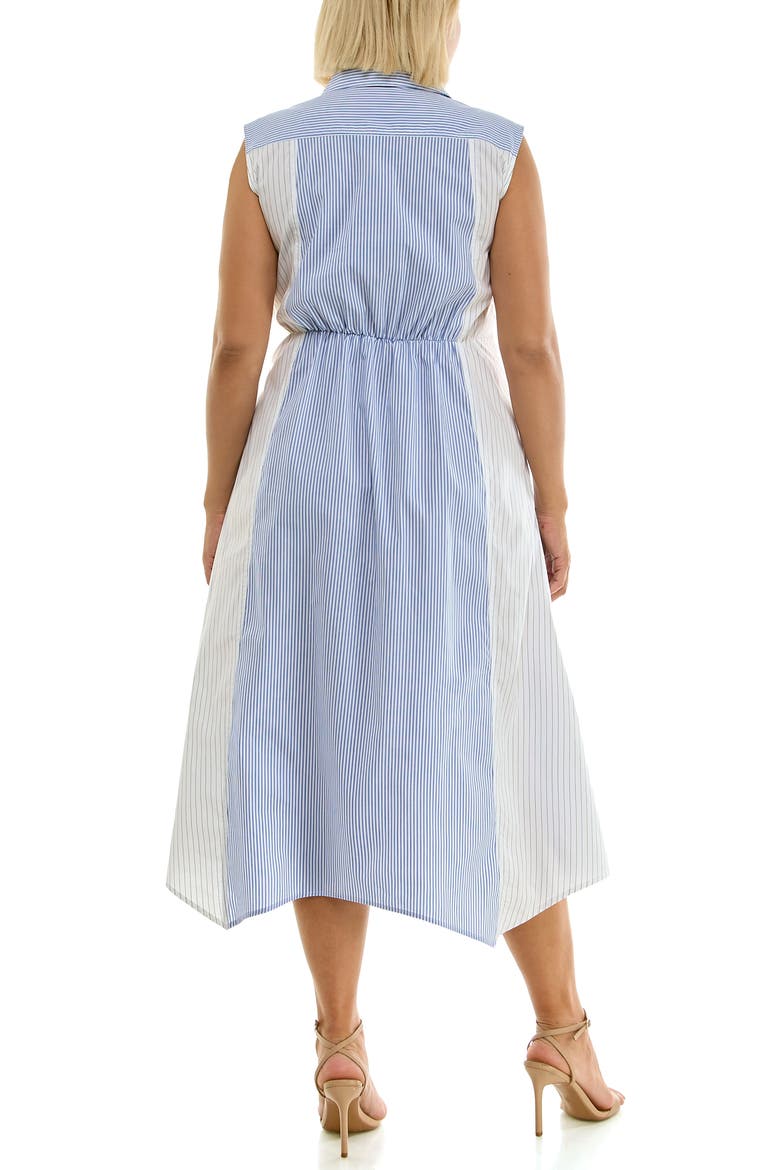 Stripe Pleated Asymmetric Maxi Dress, Alternate, color, CHAMBRAY/ BLUE/ WHITE STRIPE