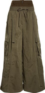 Dolce&Gabbana Waxed Faille Wide Leg Cargo Pants