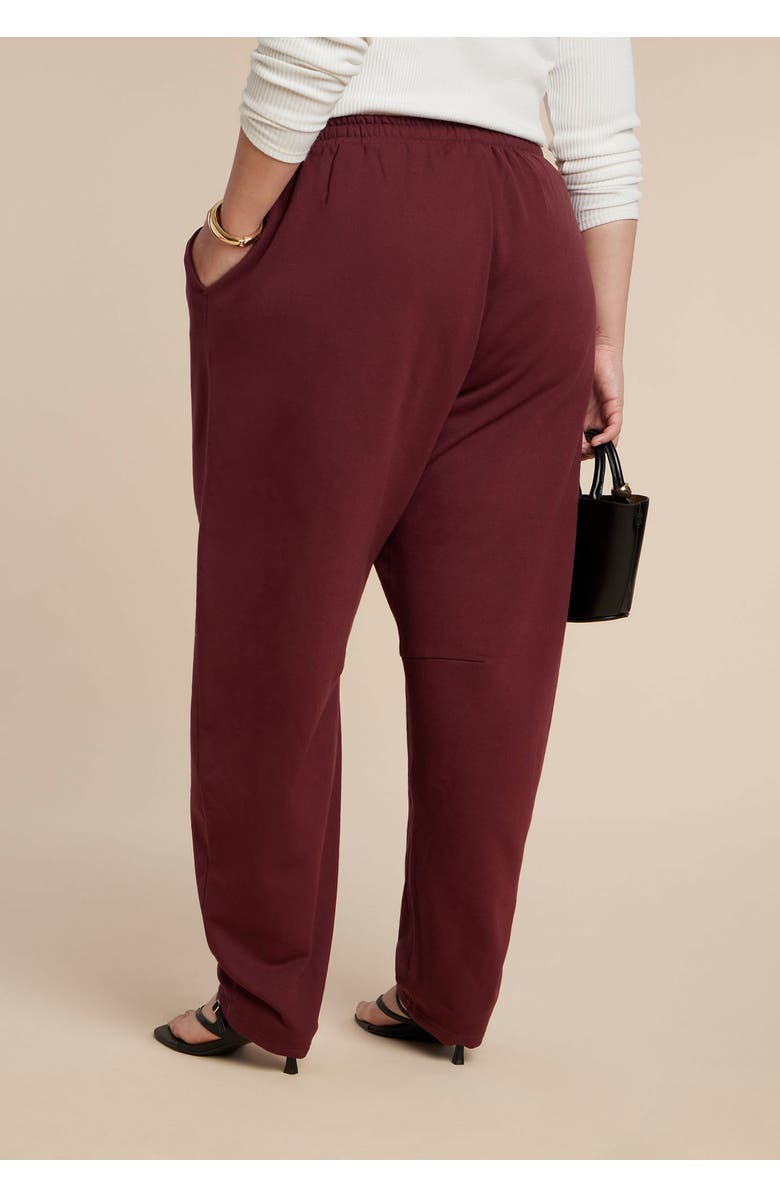 ELOQUII Elements Barrel Leg Sweatpant, Alternate, color, Tawny Port