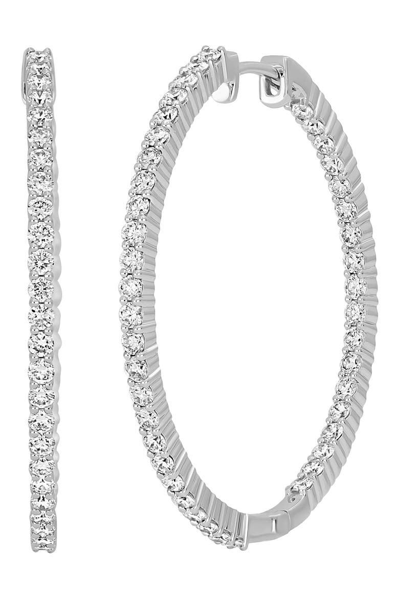 Audrey Diamond Inside Out Hoop Earrings, Main, color, 18K WHITE GOLD - 2.15CT