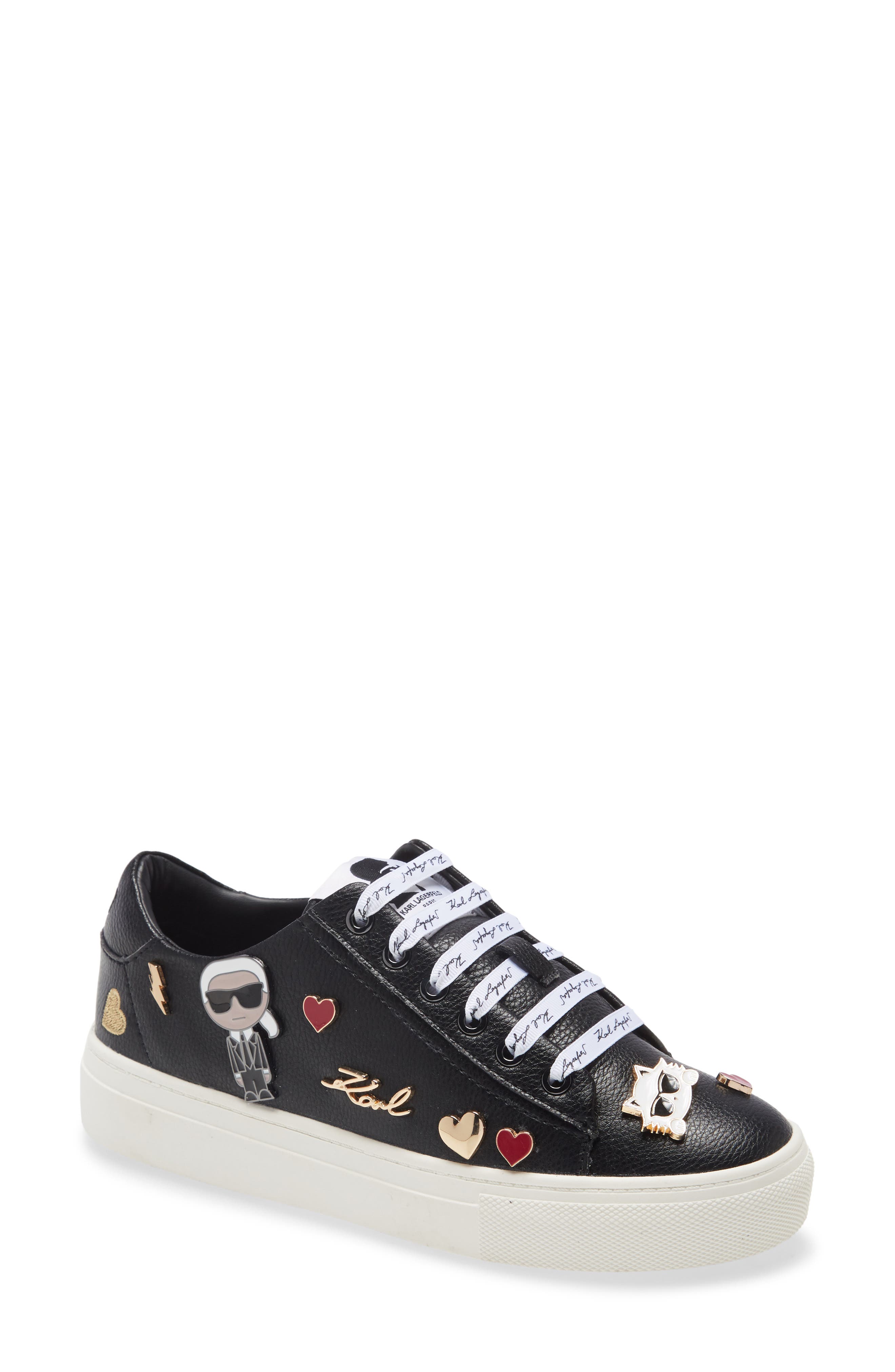 KARL LAGERFELD PARIS Cate Pin Logo Sneaker, Main, color, 