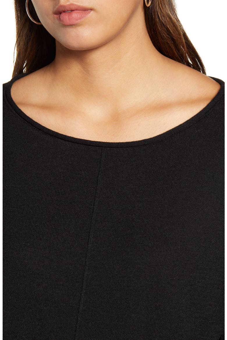 High/Low Roll Edge Sweater, Alternate, color, BLACK