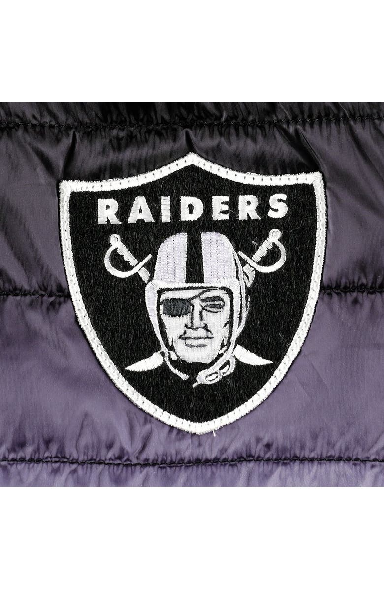 THE WILD COLLECTIVE Women's The Wild Collective Black/Silver Las Vegas Raiders Color Block Full-Zip Puffer Jacket, Alternate, color, Black