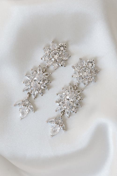 Untamed Petals Keepsake Crystal Drop Earrings In Silver