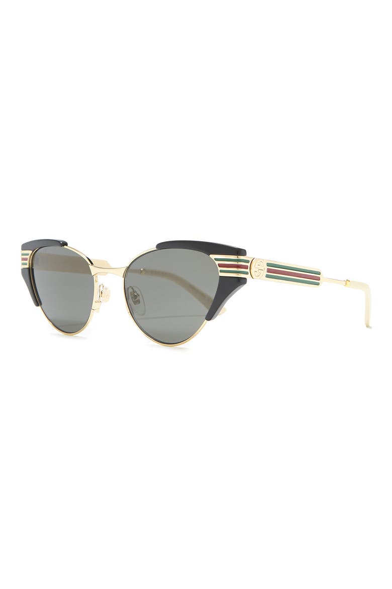 55mm Cat Eye Sunglasses, Alternate, color, BLACK GOLD GREY/GRY