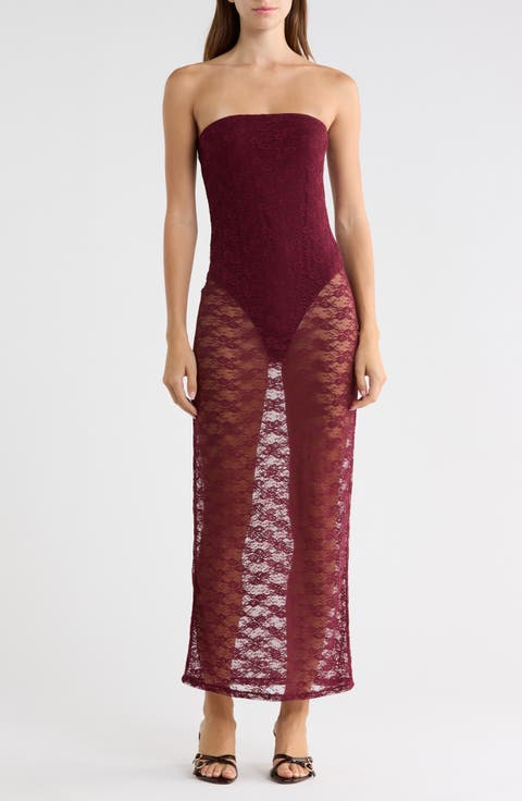 burgundy lace dress nordstrom Women's Going Out & Party Dresses Size:9XL | 46 (for waist size 50