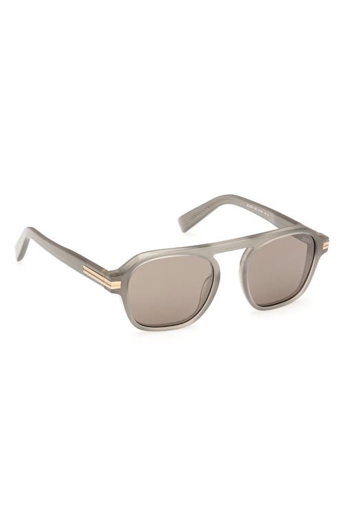 Zegna 51mm Round Sunglasses In Gray