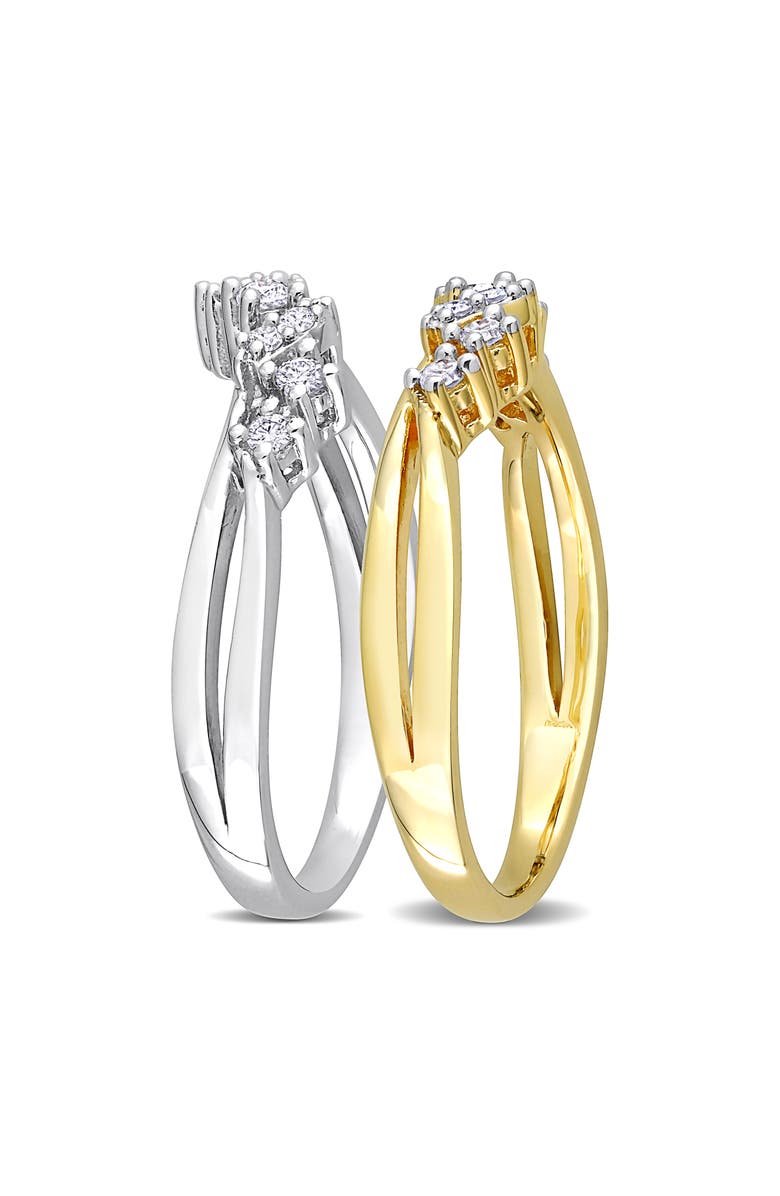 DELMAR Set Of 2 Wavy Diamond Rings - 0.33ct., Alternate, color, 