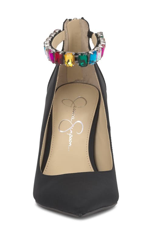 Jessica Simpson Samiyah Embellished Ankle Strap Pointed Toe Pump In Black