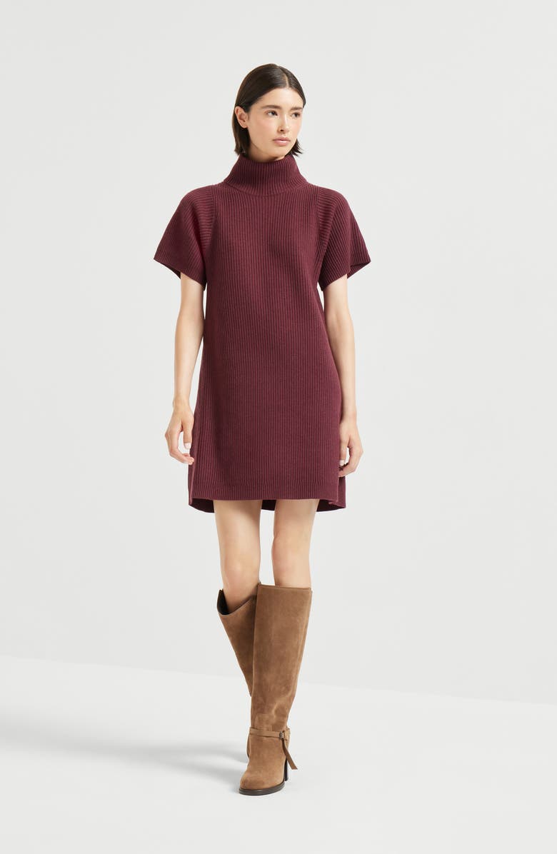 Brunello Cucinelli English rib knit dress, Alternate, color, Amaranth