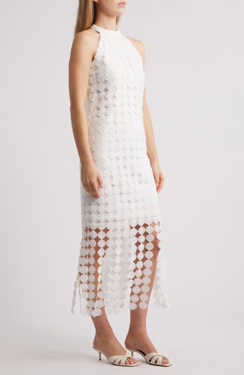 Anne Klein Lace Fringe Hem Sleeveless Maxi Dress In Bright White
