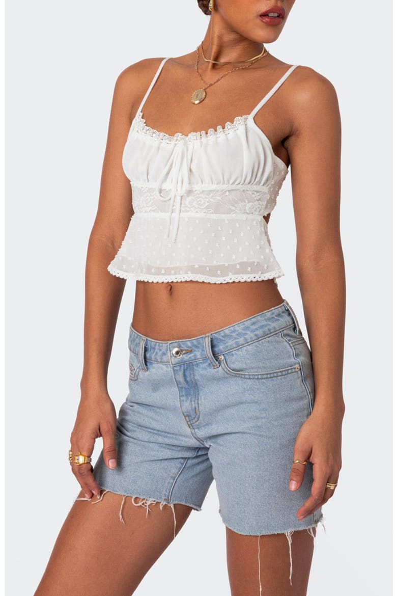 Wendy Tie Back Lace Crop Camisole, Alternate, color, WHITE