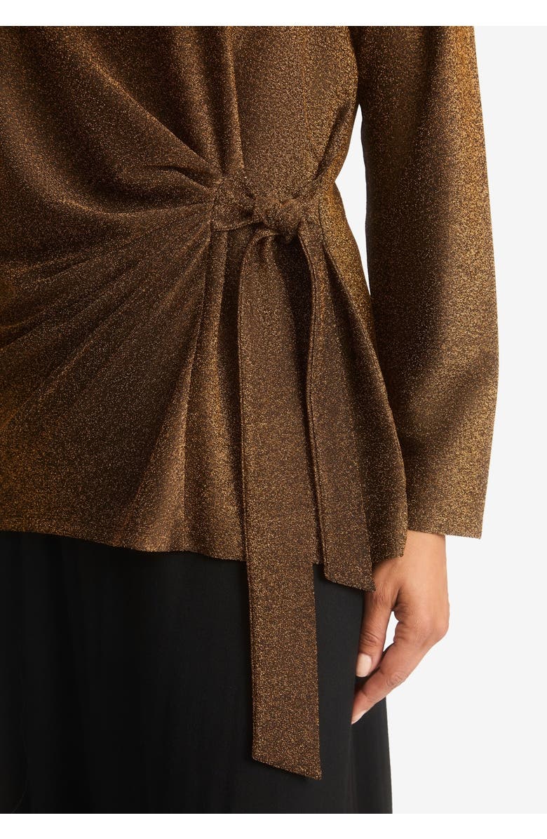 Jessica London Shimmery Side-Gathered Tunic, Alternate, color, Black Shimmer