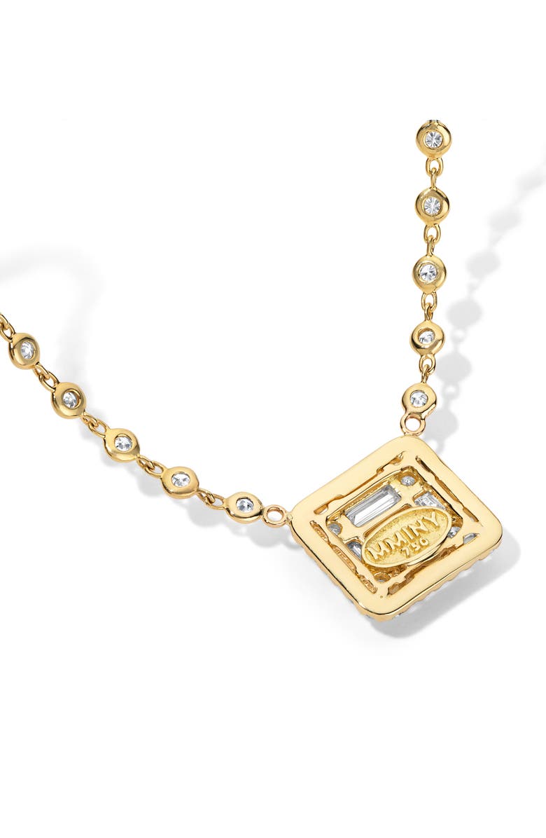 Mindi Mond Clarity³ All Diamond Halo Cube 18K Yellow Gold Pendant Necklace, Alternate, color, Gold