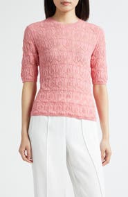 Vince Pointelle Knit Cotton Blend Sweater