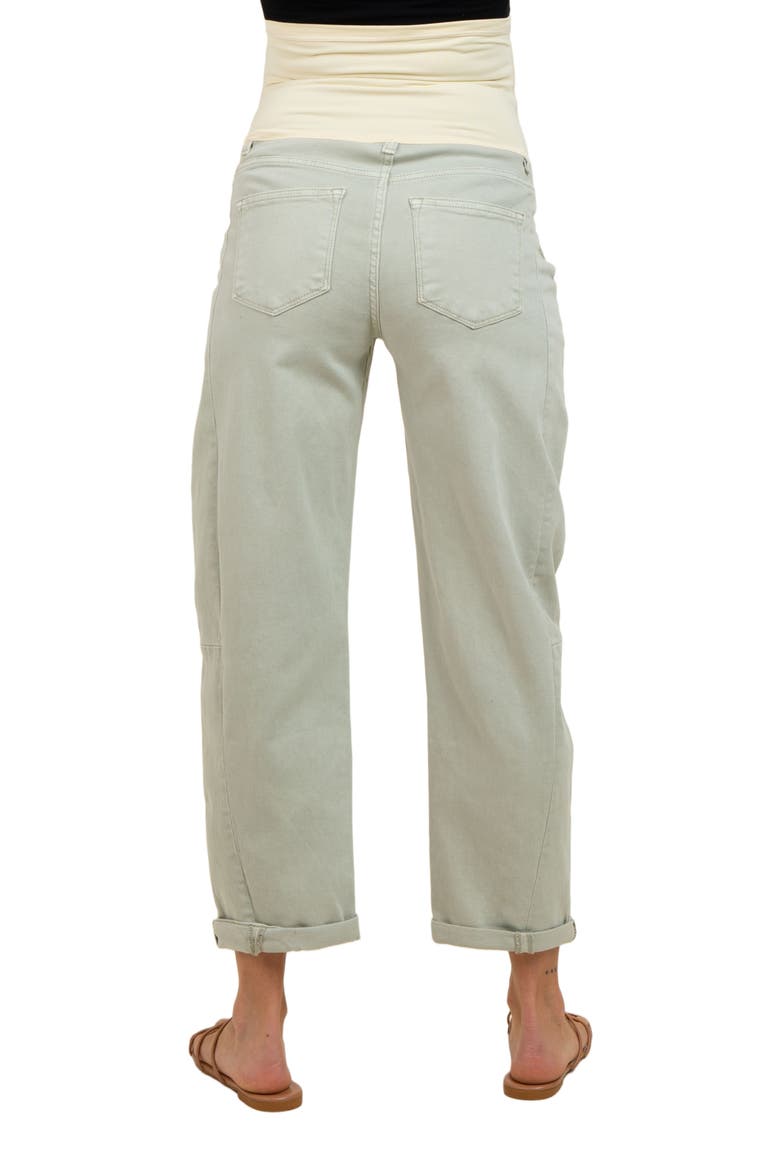 Rolled Cuff Barrel Leg Maternity Jeans, Alternate, color, Light Olive
