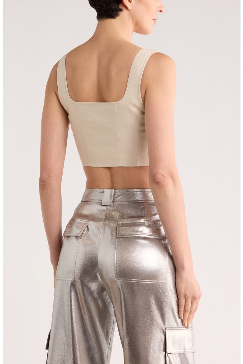 Anderson Linen Blend Bustier Crop Top, Alternate, color, SAND
