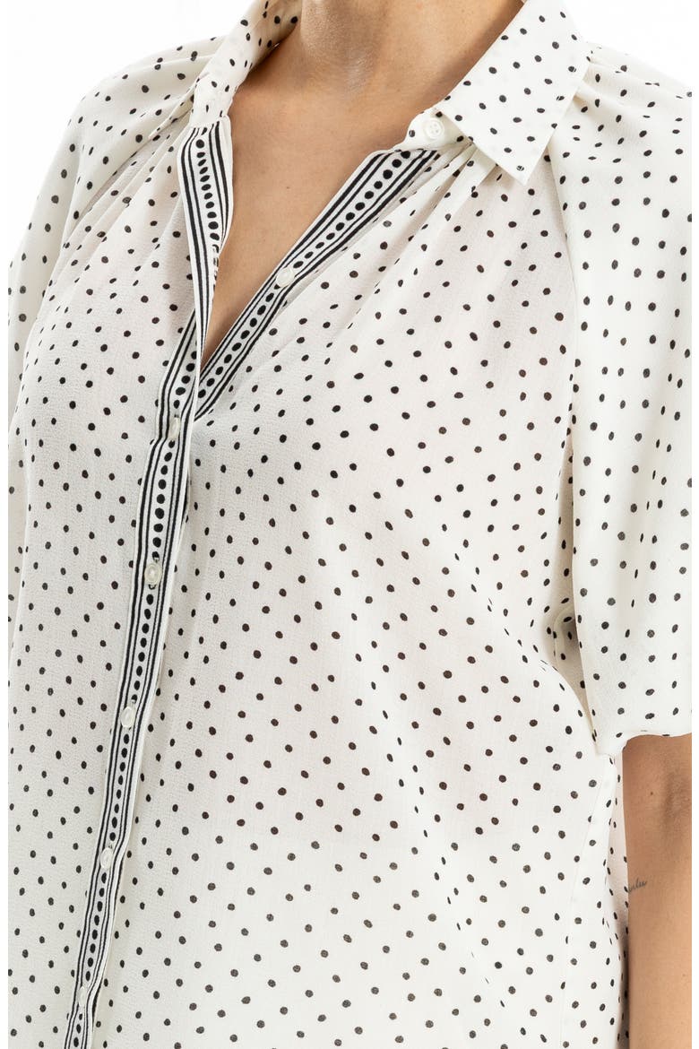 Boyfriend Fit Bubble Sleeve Button-Up Shirt, Alternate, color, ECRU BLACK