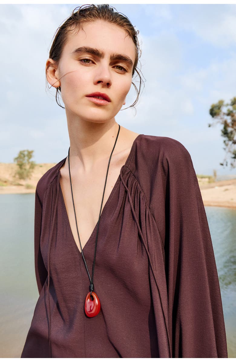 H&M Oversized Tunic Dress, Alternate, color, Dark Brown