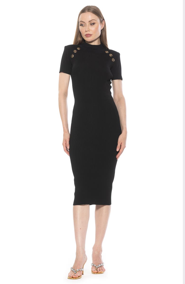 Alexia Admor Adara Rib Knit Midi Dress, Alternate, color, Black